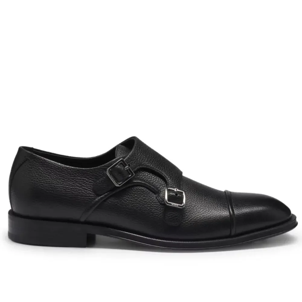 BOSS Double Strap Monk Leather Grain Shoes Size 7.5